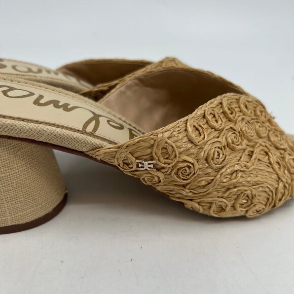 Sam Edelman Beige Wicker Heeled Peep Toe Mules | Size 10 - Picture 10 of 11